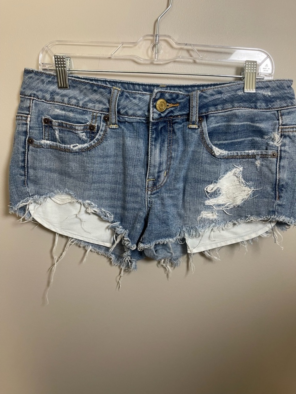 American Eagle Outfitters Frayed Light Blue Denim Shorts
